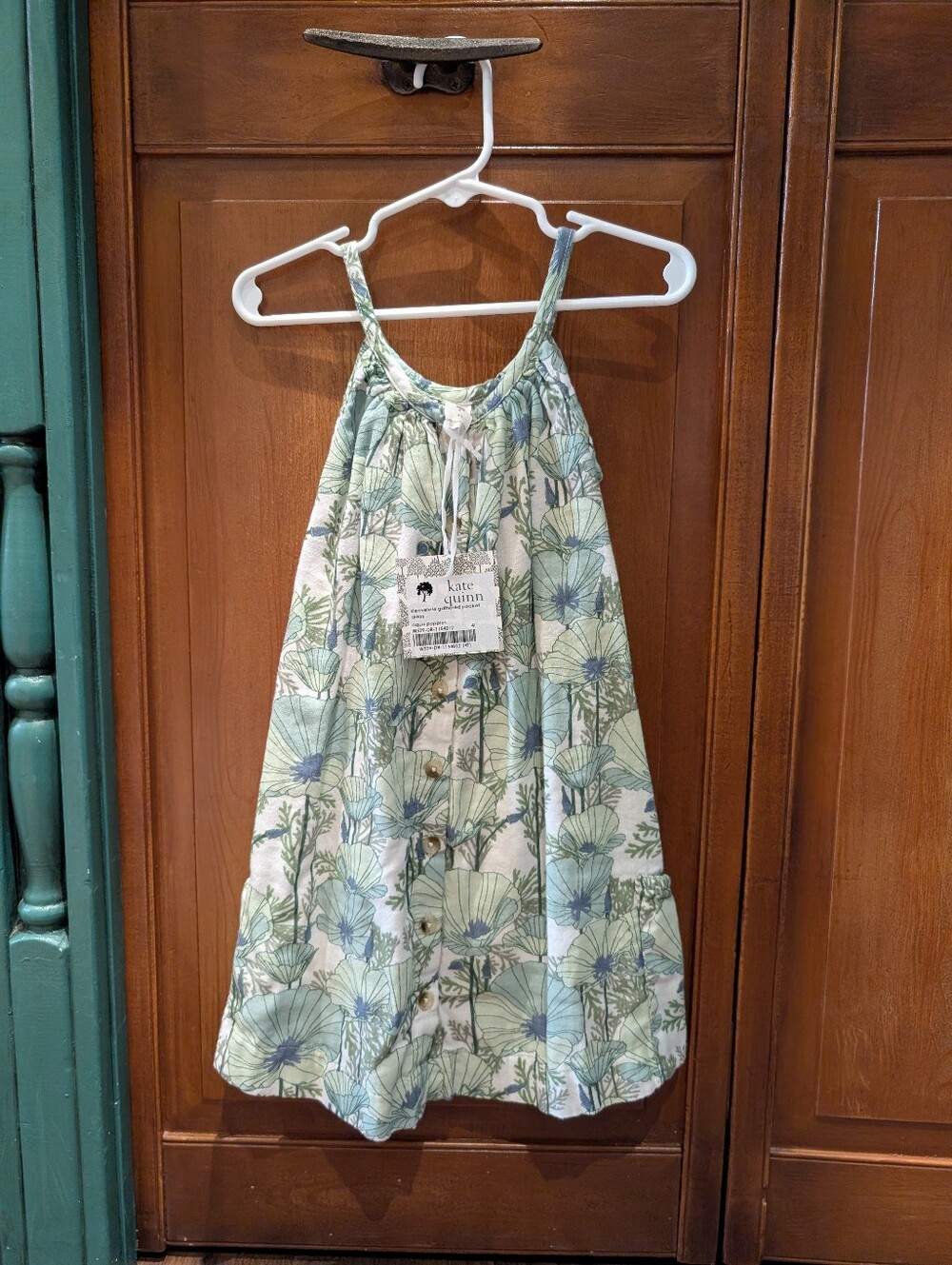 NWT Kate Quinn Aqua Poppies Dress 4T